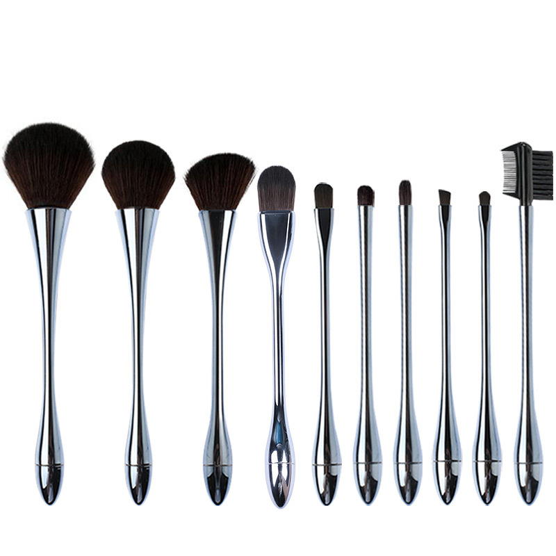 Angular Cosmetic Brush Set Red Pink Rose Gold 10 Pcs Nylon filament bristles