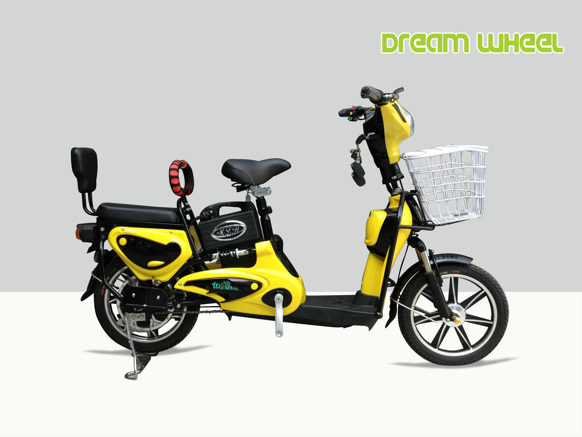 City Pedal Assist Electric Bike 16 Inch Wheel 450W Dual Seat Digital Style