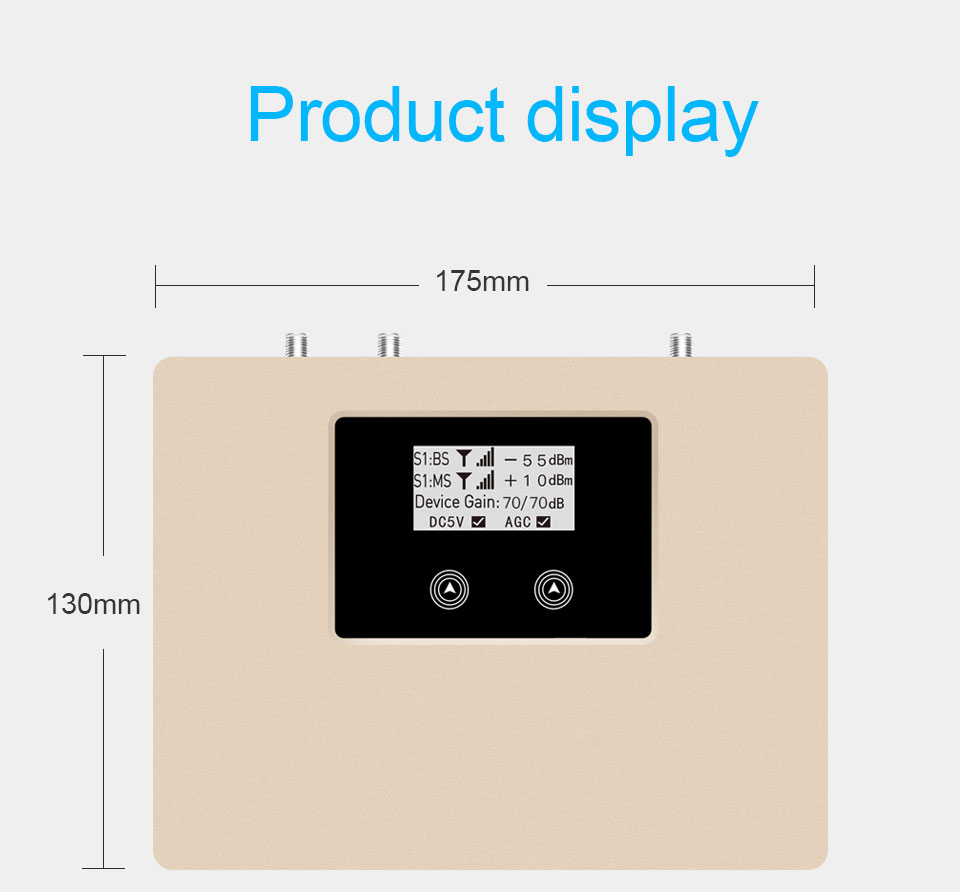 1800MHz 2100MHz Mobile Signal Boosters 70dB Gain With LCD Display