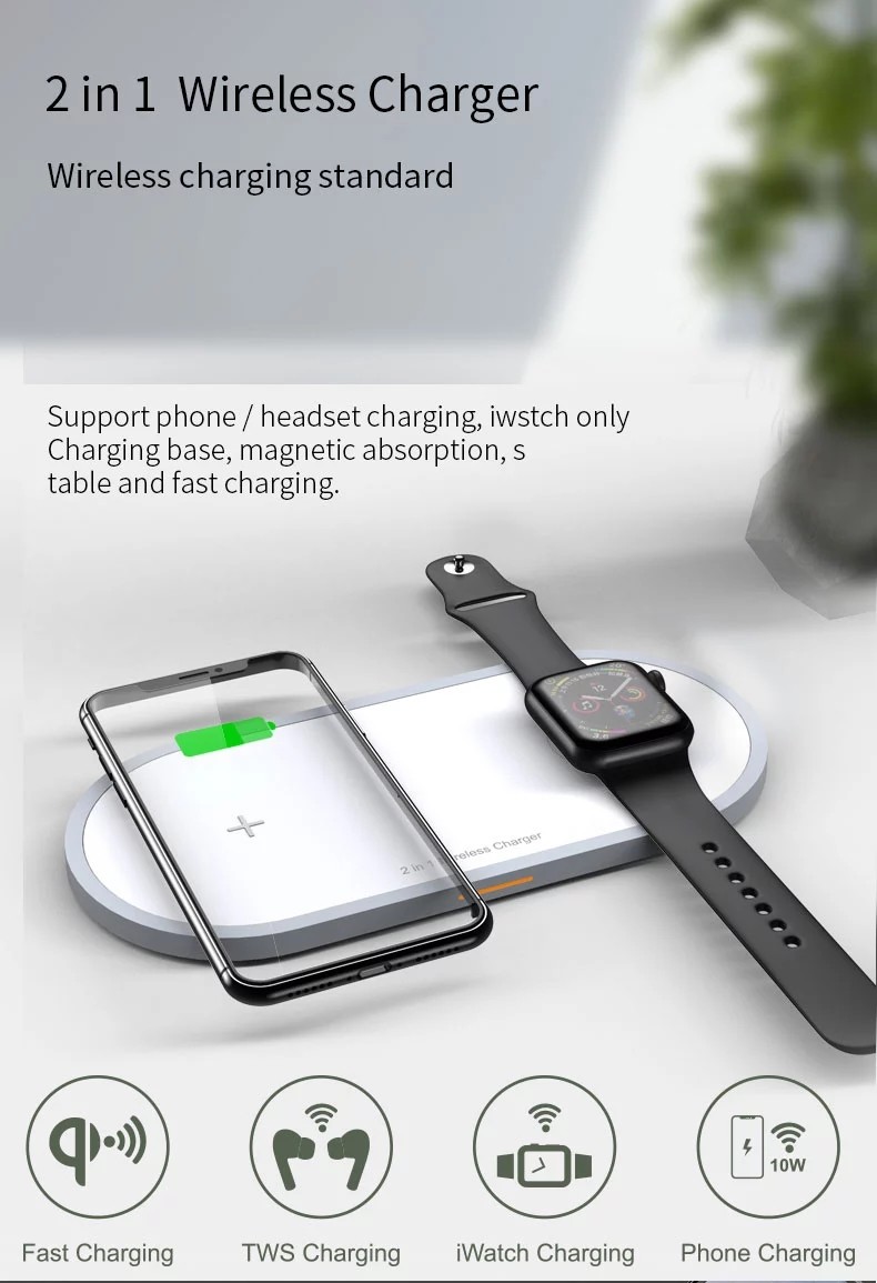 Wireless Charger Pad,Wireless Charging Dock Station for iWatch 5/4/3,Airpods 2/Pro,Fast Wireless Charging Pad for iPhone