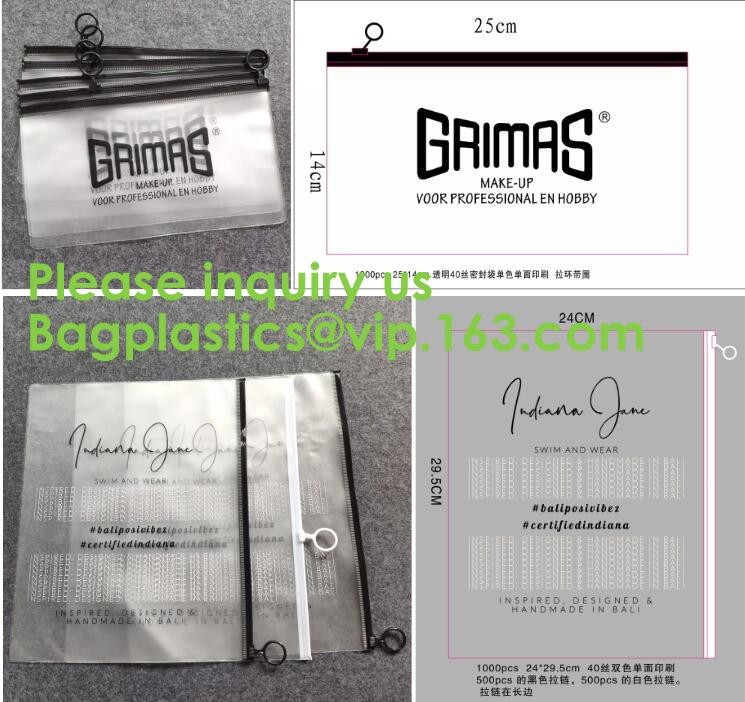 k Plastic Bags Packaging Custom Clear Poly Pvc Slider Zipper Bag, Standup Cosmetics Packaging PVC Slider Bag