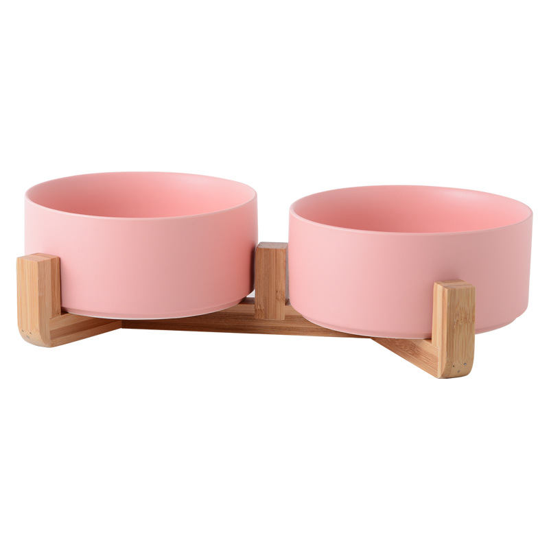 Custom Logo Wholesale Ceramic Pet Bowl , Wooden Frame Pet Cat Dog Bowl Best Price