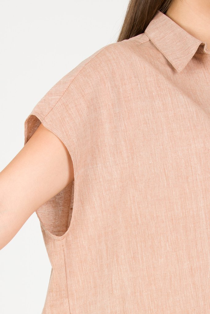 Summer women's fashion oversized cotton shirt dress in beige