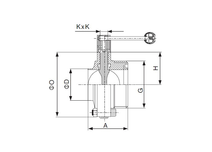 Dimension of Sanitary Welded x Threaded Butterfly Valve – DIN Series