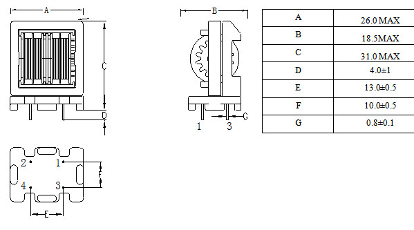 50 - 400KHz Switching Power Supply Inductor 0.7mm Copper Wire ET20 / 24