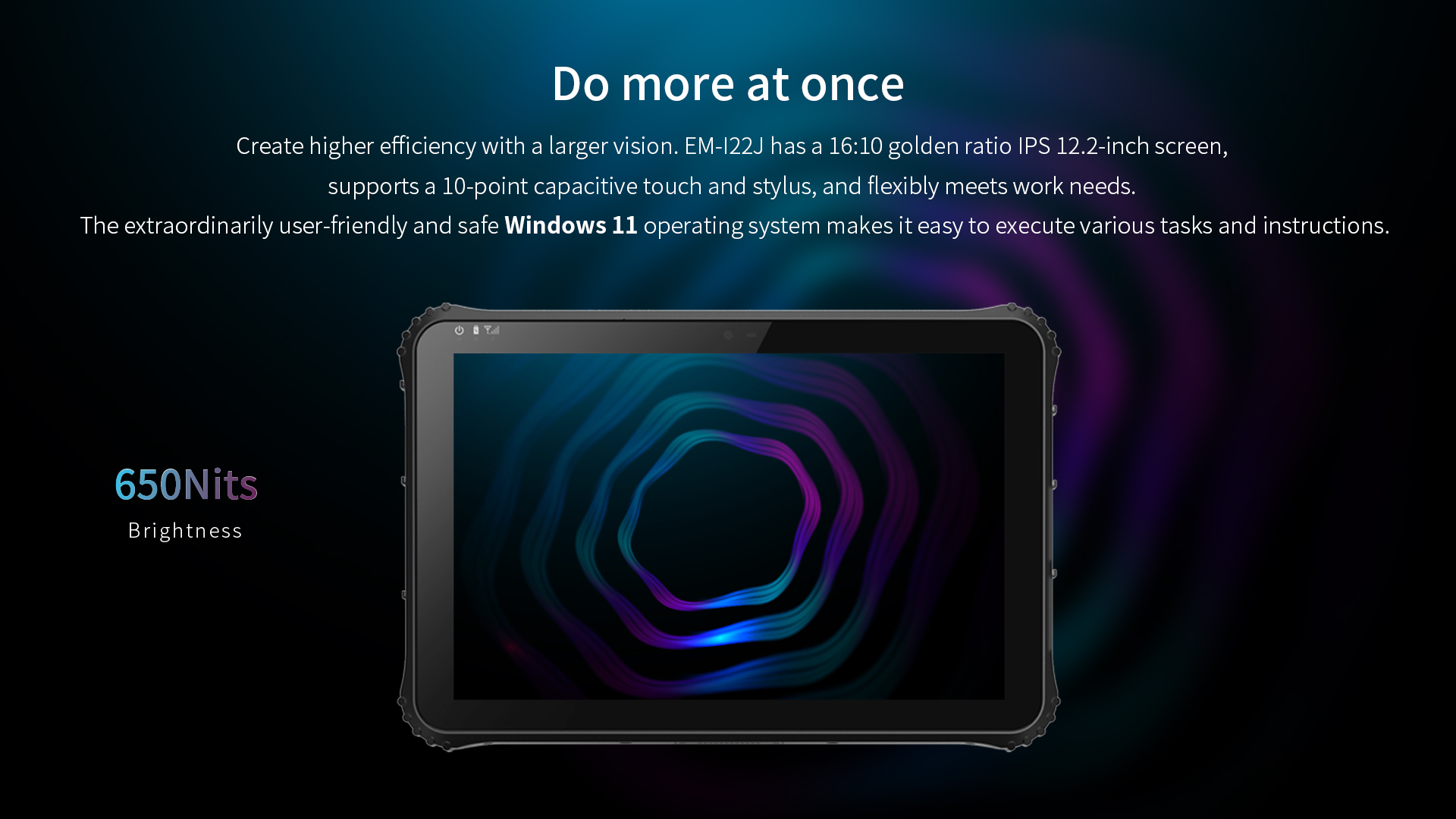 12.2 Inch 2In1 LCD Rugged Tablets With 8GB RAM And NFC Win 11 OS Rockchip