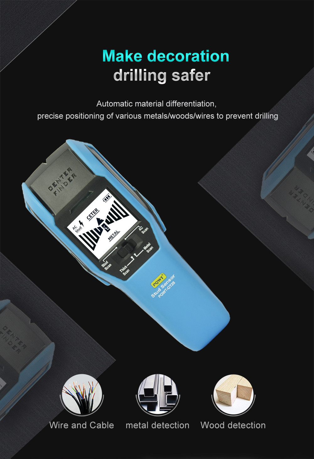 OEM Metal AC Live Wire Detector Multifunction Magnetic Stud Finder