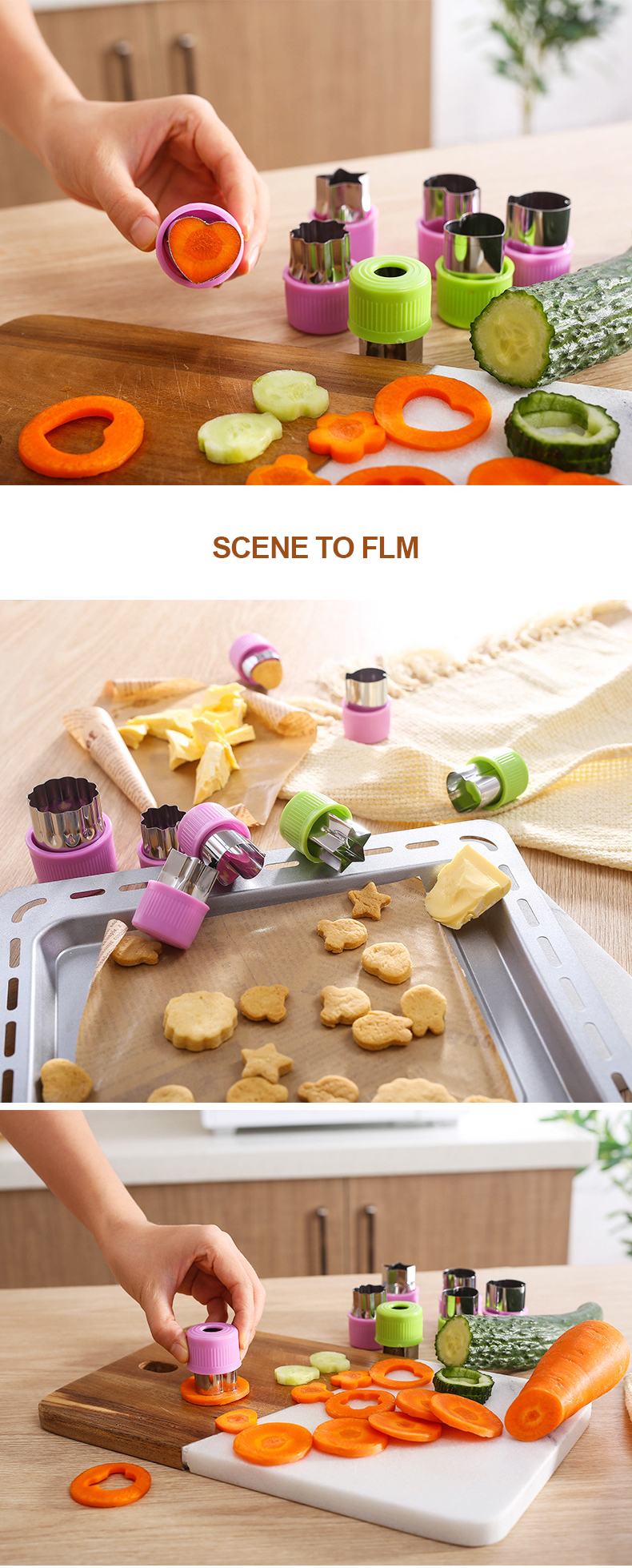 9 Pieces Kids Cartoon Mini Animals Shapes Fruit And Cookie Stamps Mold Vegetable Cutter Set