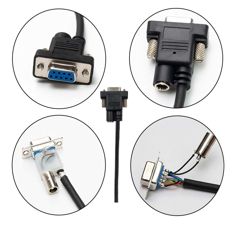 RS232 DB9 Male To Rj45 Cable Coiled 3M Length 5V Black Color