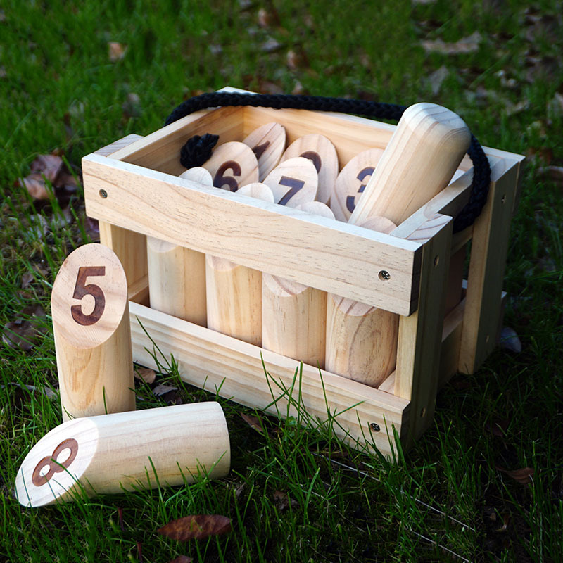 Wooden Set Early Childhood Development Toys Garden Bowling Incline Blocks
