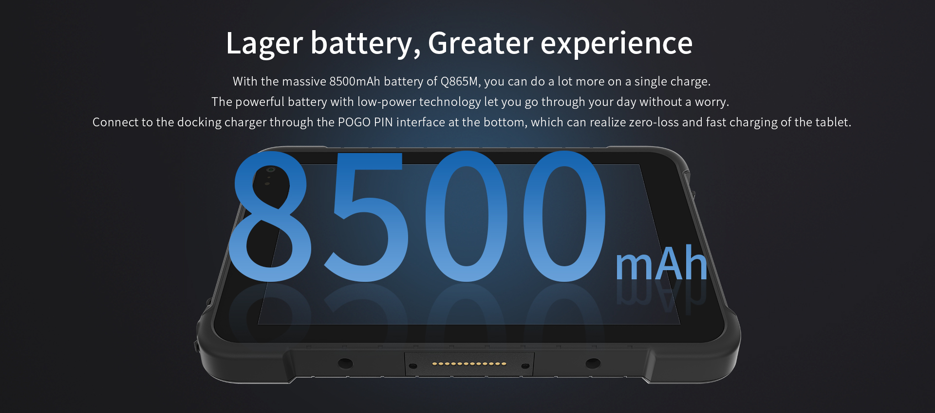 8-Inch Rugged Android Tablet with Vehicle Mount 8500mAh Battery NFC BT5.1 WiFi IP67