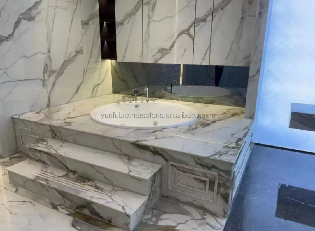 Nano White Crystal Dining Table Top Modern Big Slab Marble Look Porcelain Tile for Steps