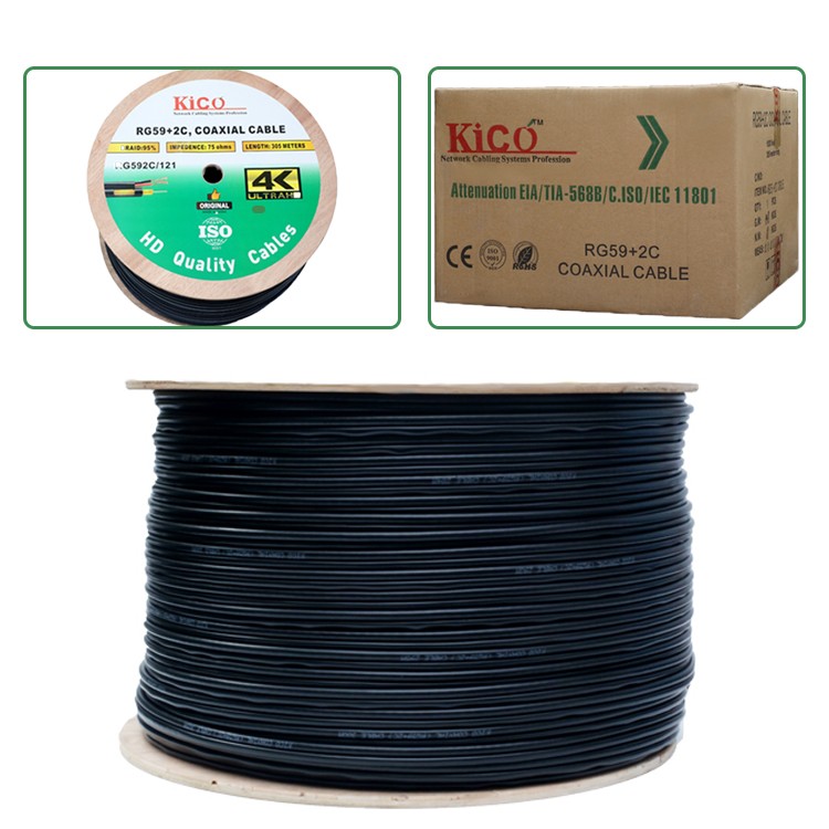 KICO OEM RG59+2C Factory Good Price Camera CCTV Cable High Speed Coaxial Cable Wholesale Video With Power Cable
