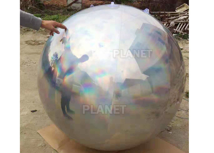 Spherical Bright Color Silver Inflatable Mirror Ball For Party Decoration