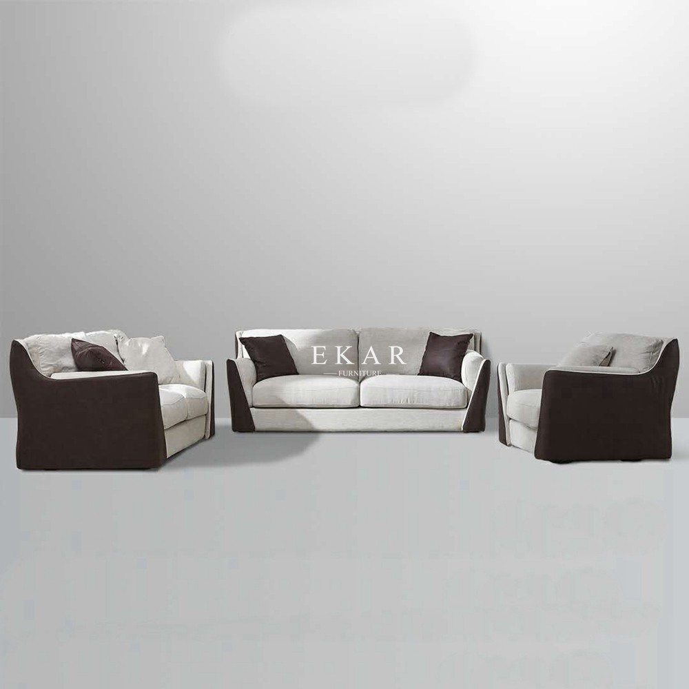 Leather and Fabric 6 Seater Modern Living Room Sofa Set AW-ES17-1733