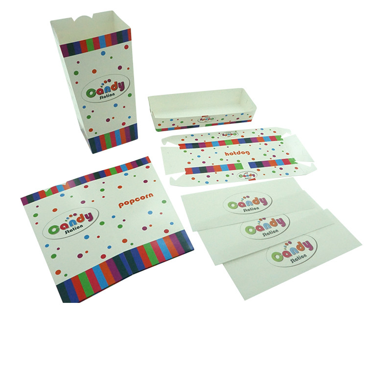 Custom Hot Dog Tray Popcorn Paper Box Food Package CMYK Printing