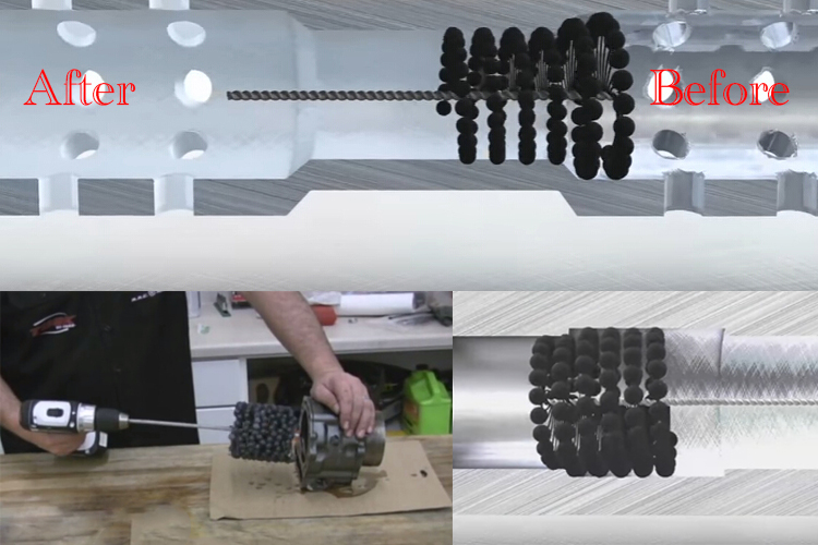 Industrial Pipe Deburring Brush , Abrasive Ball Cross Hole Deburring Brushes