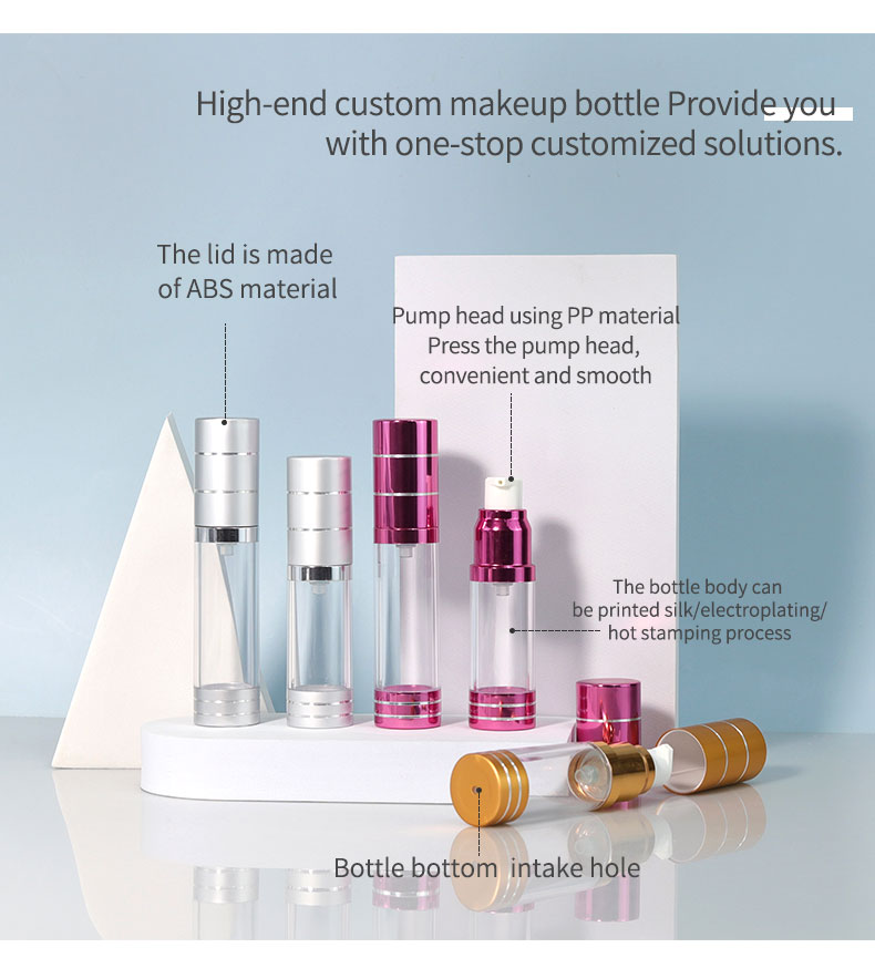 Collar Material PP 15ml 30ml 50ml Luxury Design AS Material Round Shape Lotion Serum Cream Refillable Airless Bottle