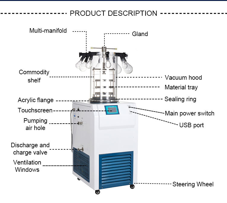 Home Small Mini Vegetable Vacuum Freeze Dryer 0.12 ㎡ Laboratory