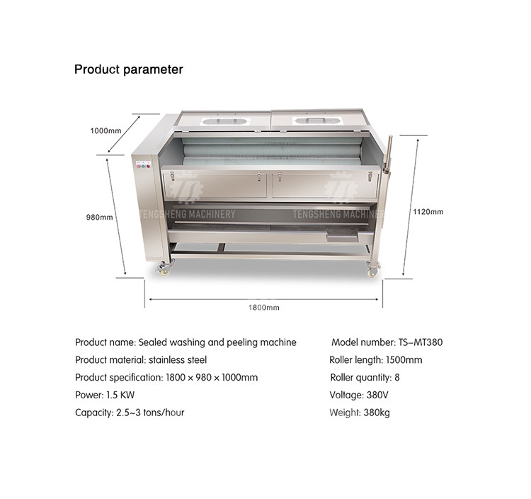 380KG 1.5KW The whole network selling large cleaning machine wavy yam cleaning machine potato cleaning machine