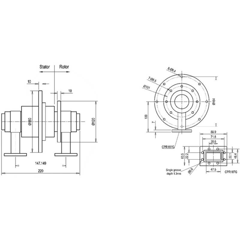 Waveguide Rotary Joint with IP65 Protection, 50 Million Revolutions Lifetime, and Aluminum Alloy Housing for Radar and Satellite Communication