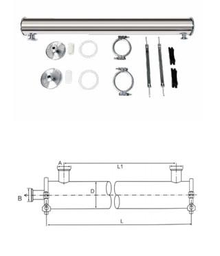 Stainless Steel RO Membrane Housing Reverse Osmosis Pressure Vessels For UF NF