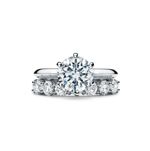 T Classic 6 Prongs Engagement Ring Solitaire Ring 18K White Gold/Platinum Customization