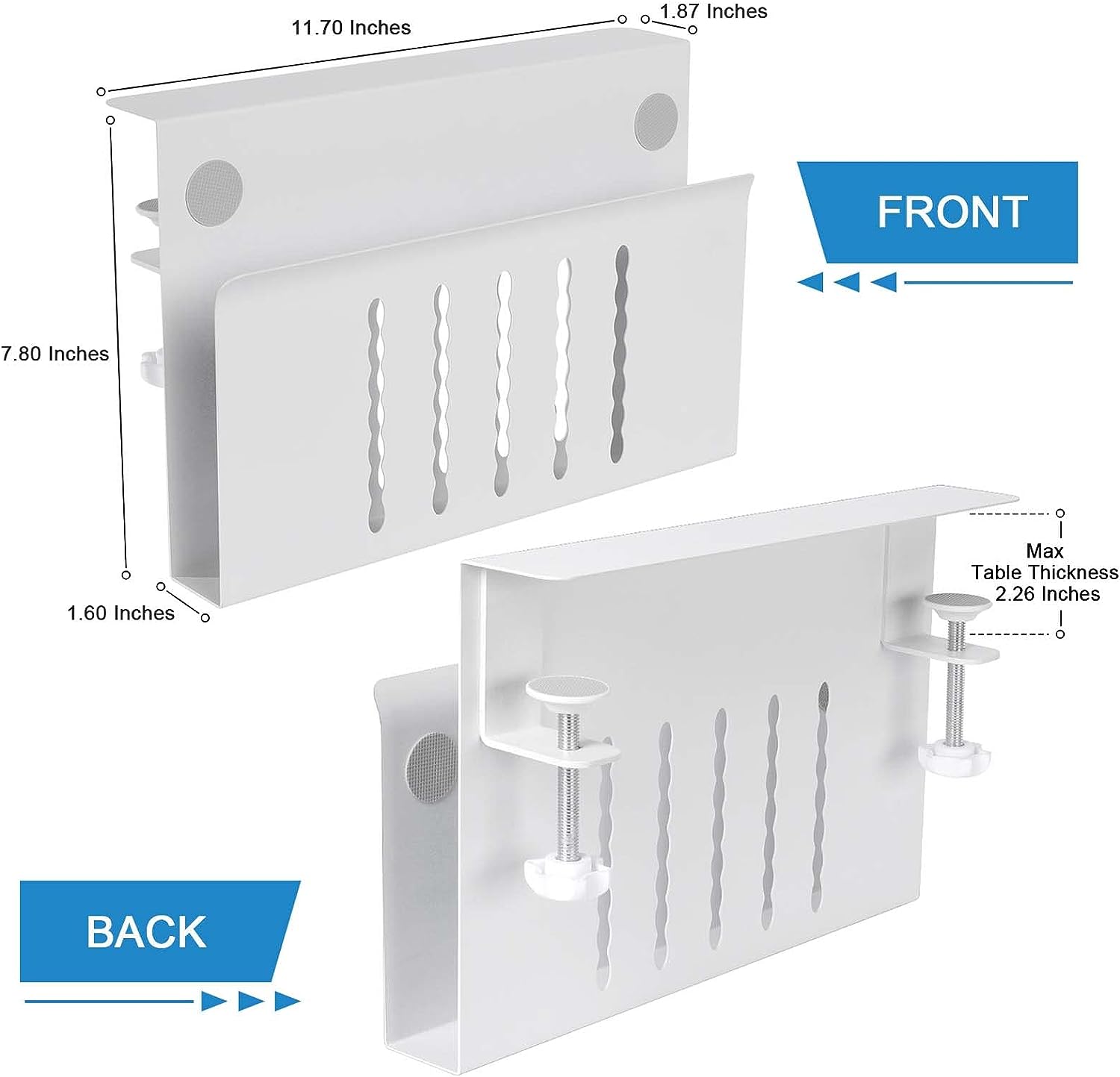 Desk Side Storage Hanging Desk Organizer White Document Shelf for Office and Home