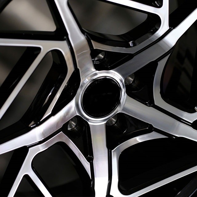 Staggered Satin Black/Machine Face model forged wheels for sale