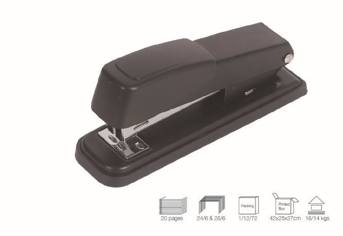 No.604 For 24/6 26/6 Staples 25 Sheets Paper Capacity Black Metal Stapler