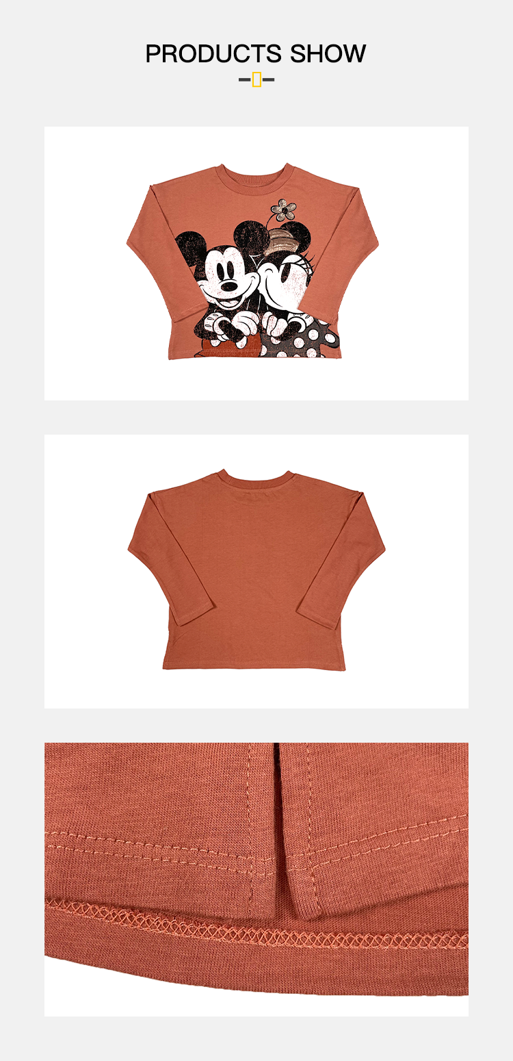 Jersey Fabric Customization O-neck Cartoon Girls Fashion Cotton Tshirt Sweatshirt For Kids