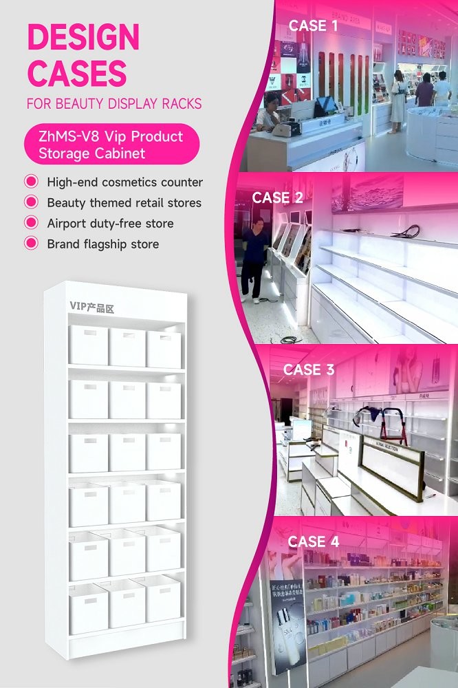 ZhMS-V8 Adjustable Height Vip Product Storage Cabinet with White Acrylic Edges