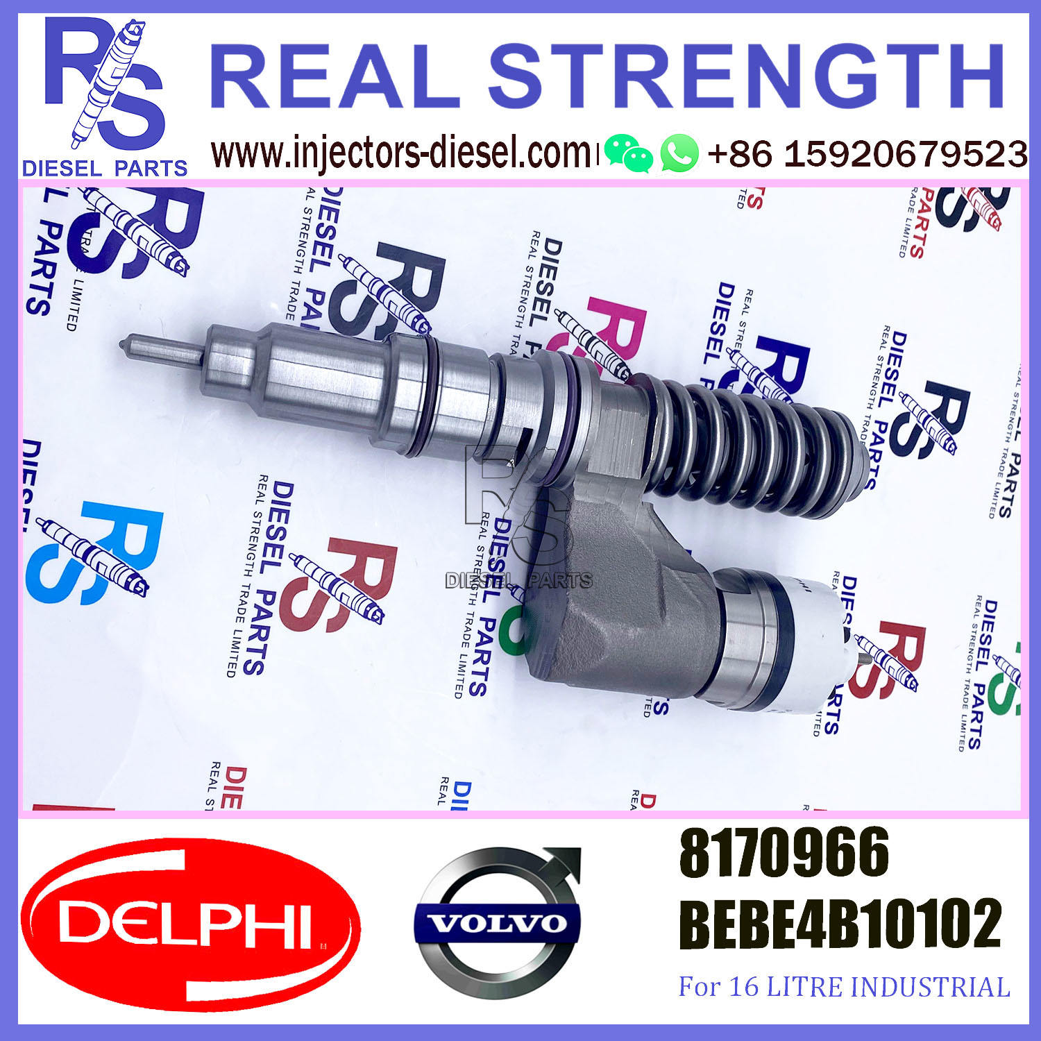 DELPHI injector 8170966 BEBE4C10102 Diesel pump Injector V-O-L-V A1 for D12 3124 US SPEC 340-425 HP