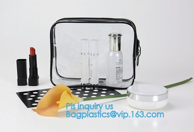 Popular Iridescent Clear PVC Makeup Bag, custom logo printing clear pvc makeup Bag, portable cosmetics makeup bag, handl