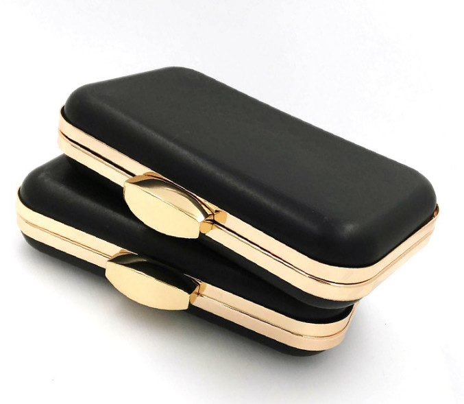 Custom Fashion Plastic Box Metal Rectangle Purse Frame With Light Gold