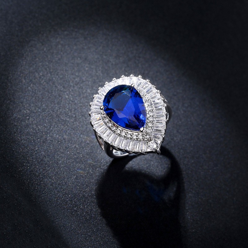 925 Sterling Silver Female Ring Waterdrop AAAA Cubic Zirconia Ring High-end Butterfly Ring Jewelry Wedding Bridal Ring