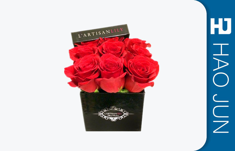 Custom Printed Paper Cardboard Round Cylinder Flower Boxes With Ribbon