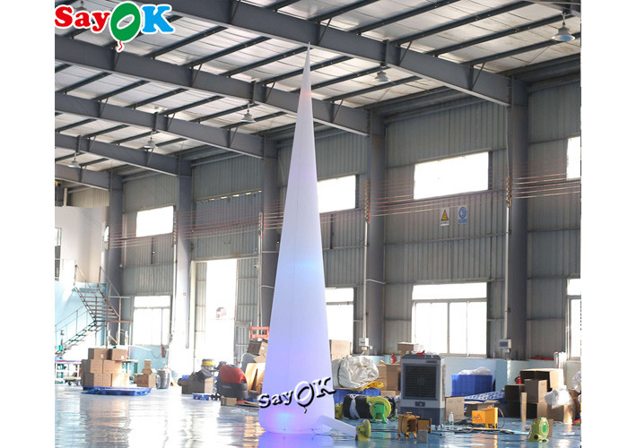 7m 23ft White Led Inflatable Traffic Cone With Colors Changing Lights