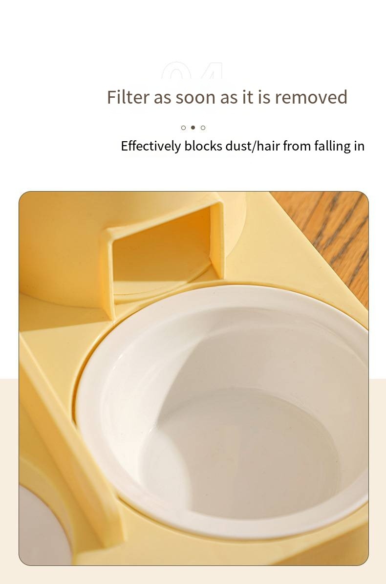 Automatic Cat Feeding Water Feeder Three-in-One Water Dispenser Ceramic Bowl for Cats and Dogs with Bell