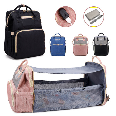 Retractable Mommy Diaper Bag Portable Folding Crib Mommy Bag
