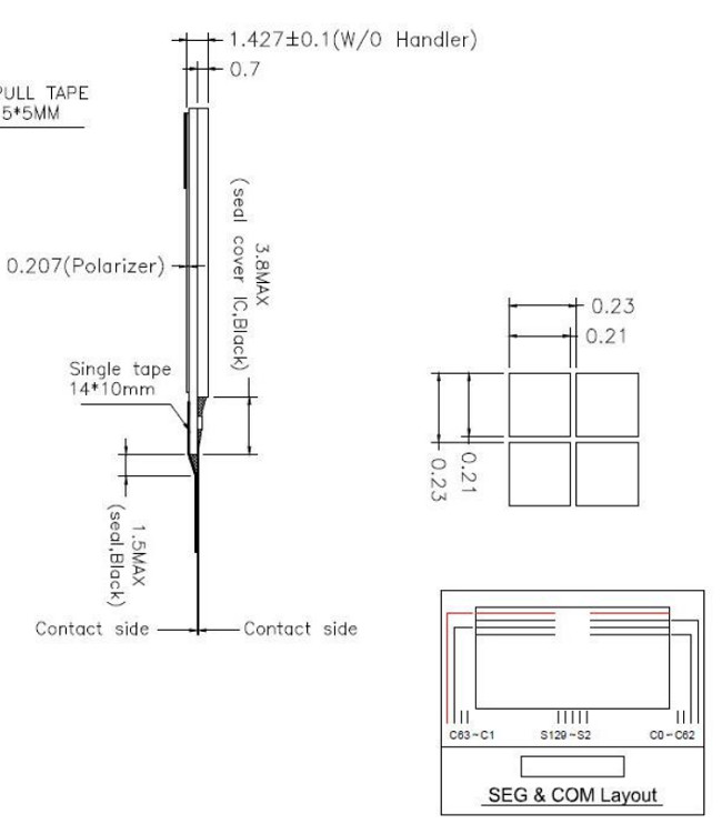 1.3 Inch 128x64 I2C OLED Display 6800 8080 4-SPI Interface 30 Pins