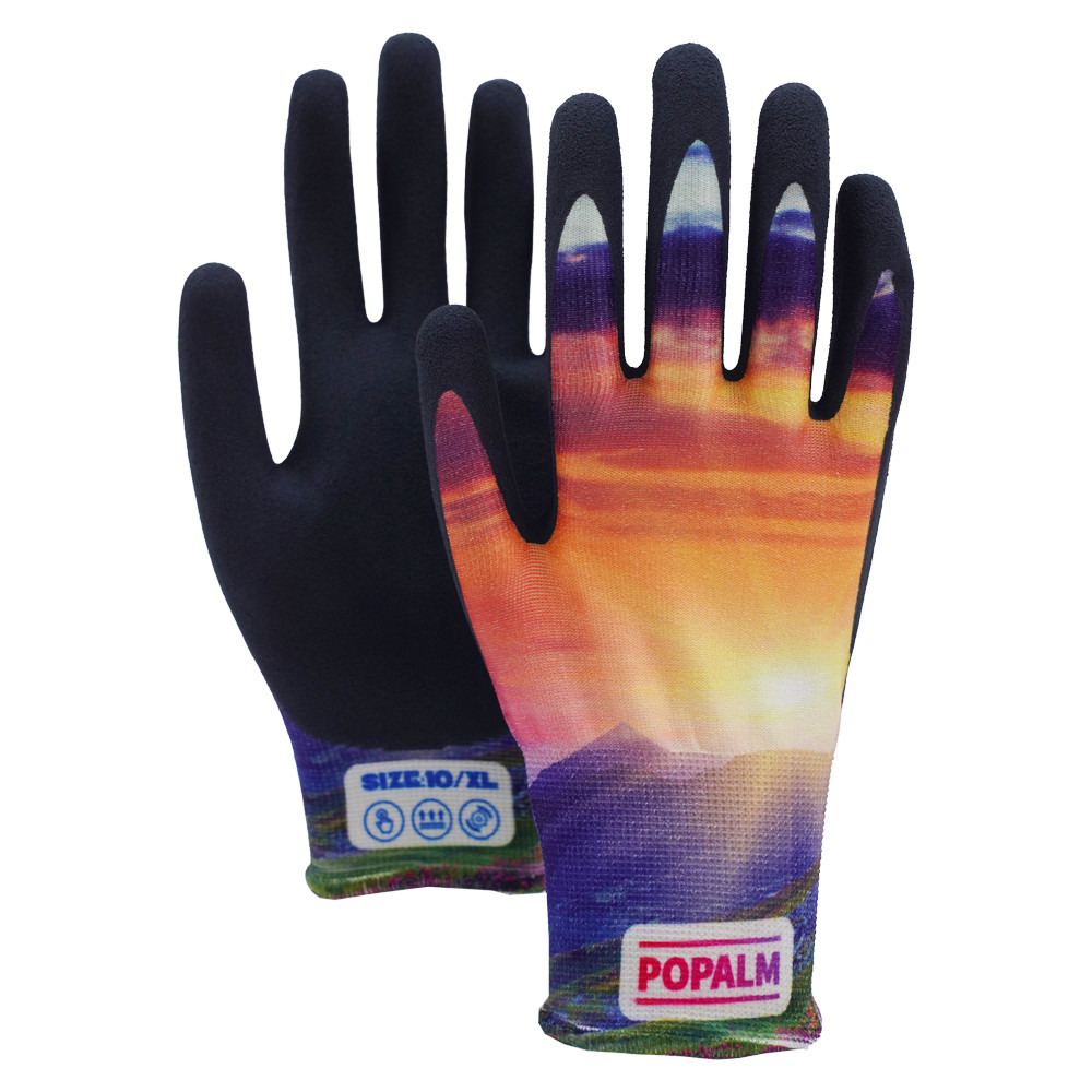 Lightweight Landscape Print Gloves Unisex Fit 15g Knit Latex Palm For Garden Diy Tasks