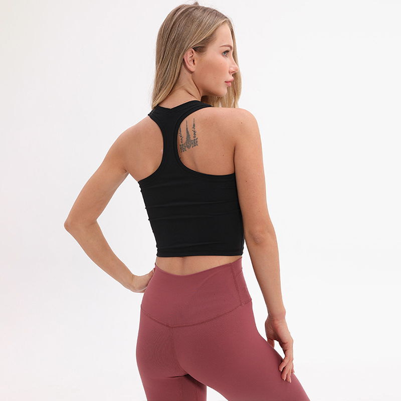 Medium Support Womens Longline Sports Bra 87 Nylon Material Casual Style