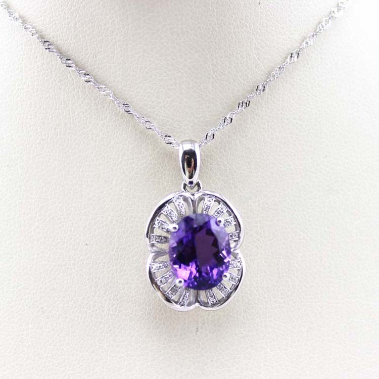 Sterling Silver Wave Chain 9x11mm Blue Topaz Cubic Zirconia Pendant Necklace(P01)