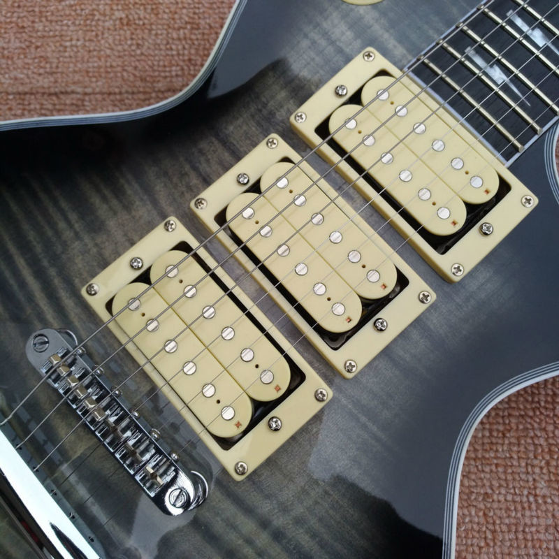 New style Ace frehley signature guitar, Ebony Fingerboard Ace frehley 3 pickups Electric Guitar, Mahogany Flame Maple BD