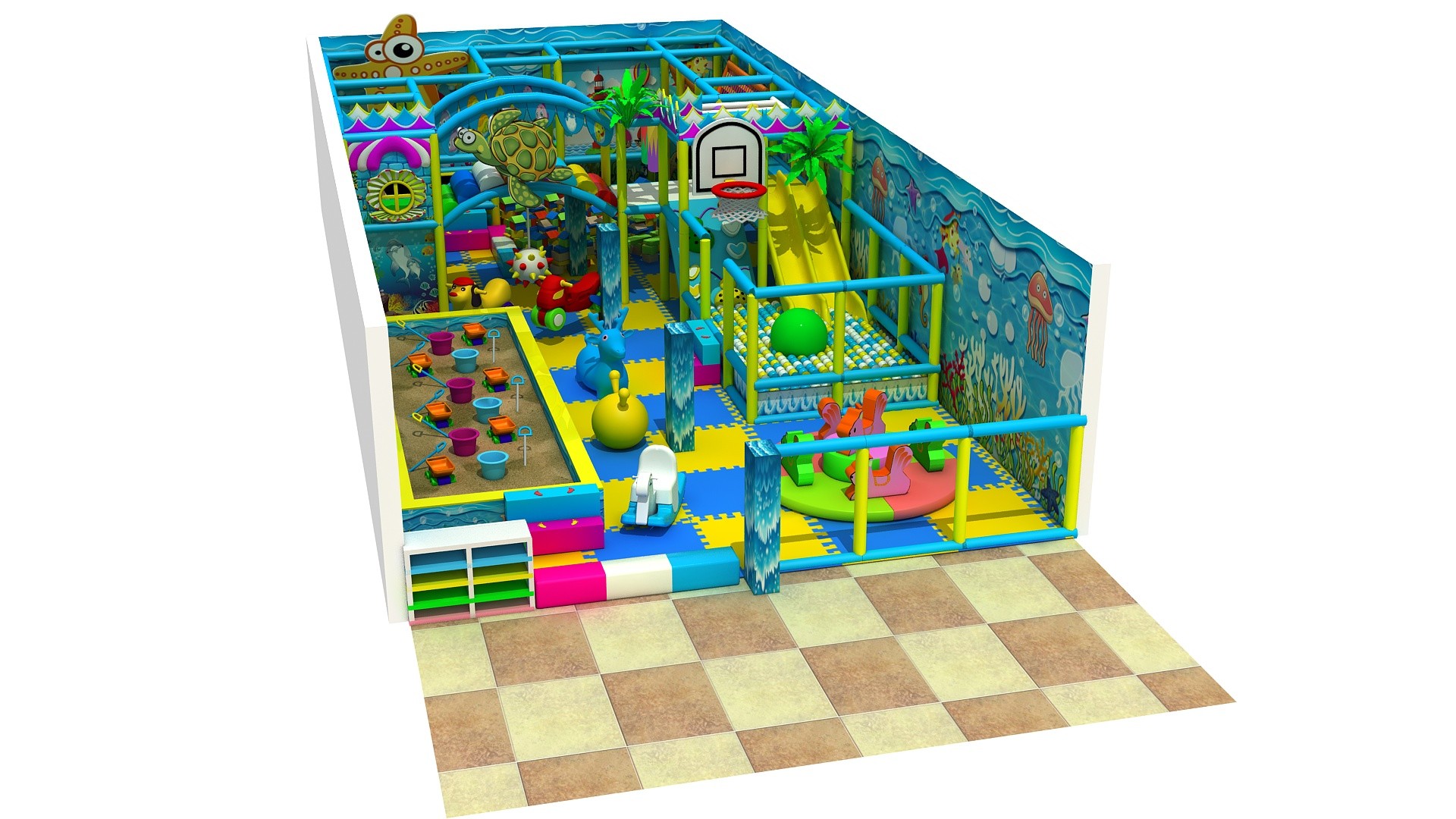 Ocean Themed Soft Indoor Playground OPM CAD instruction With Ball Pool