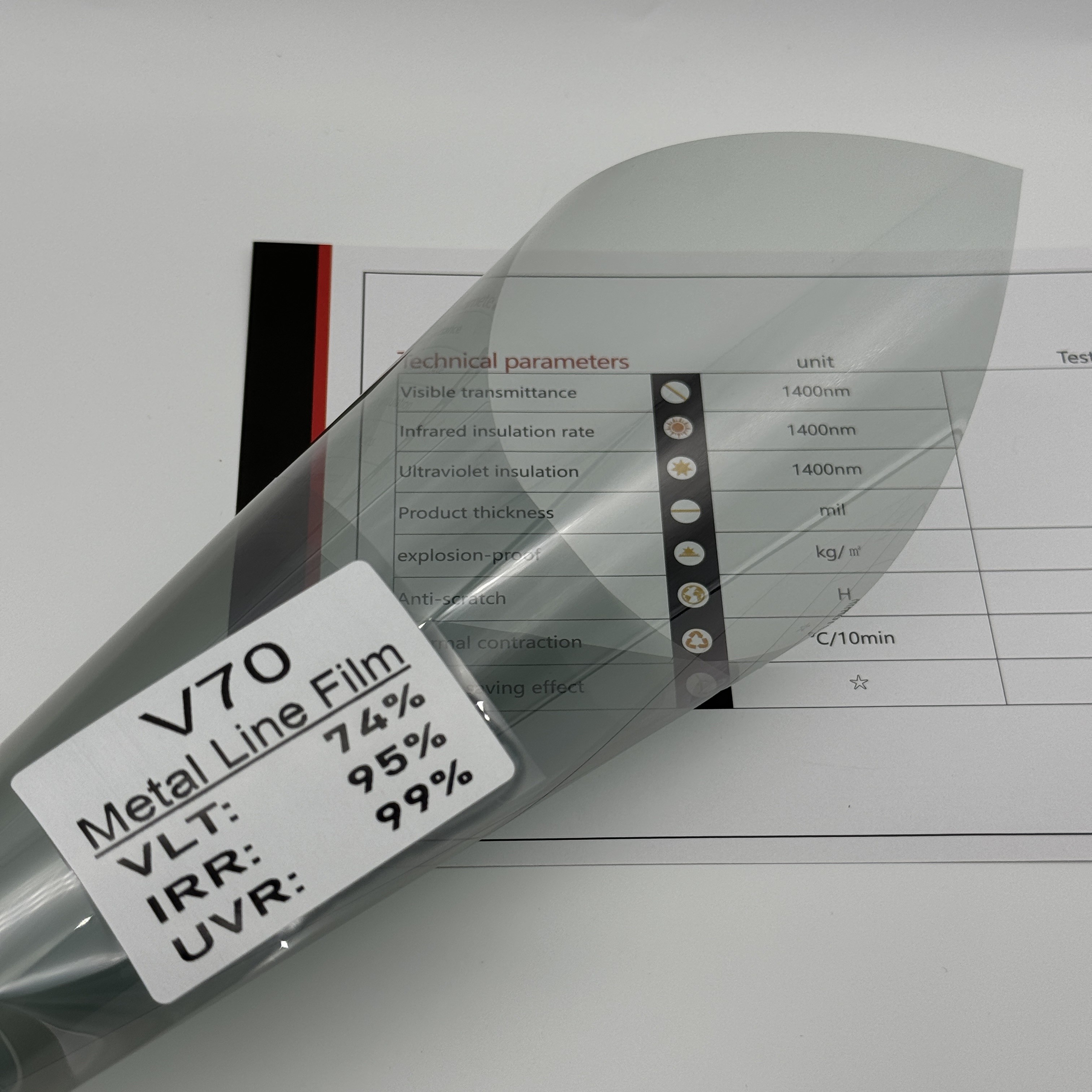 HD Metalized Window Tint Film IRR 99% NASIDO V70 Infrared Proof UV Rejection