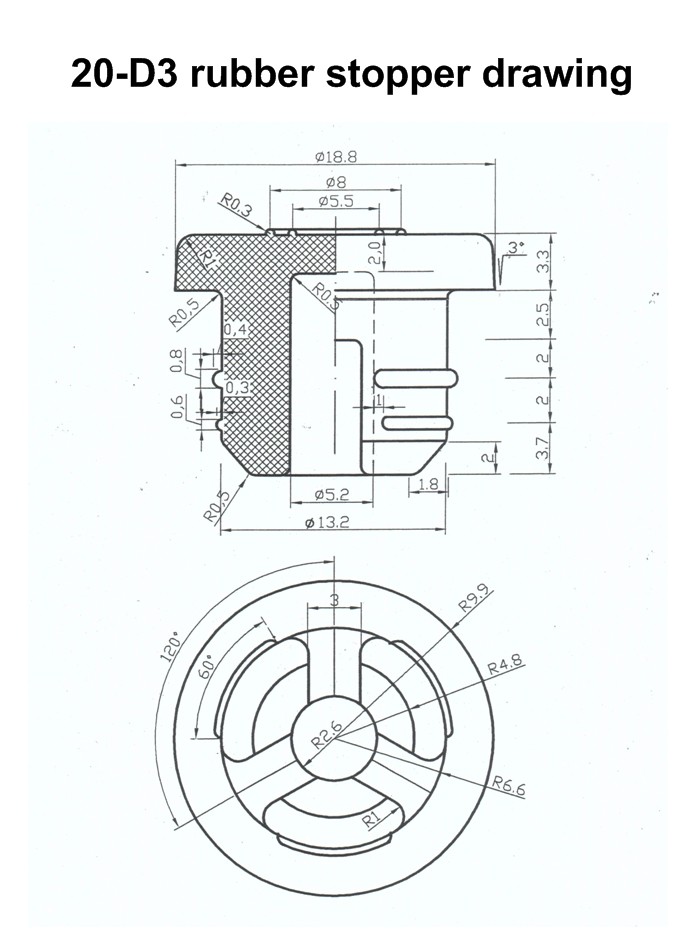 Medicine 20mm 20-D3 Injectable Butyl Rubber Stopper