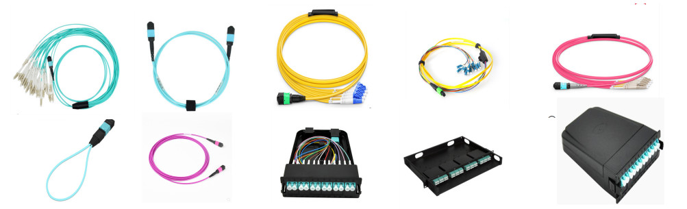 MTP F - LC 8 Core Optical Fiber Patch Cord 6m Round LSZH Jacket For Warehouses