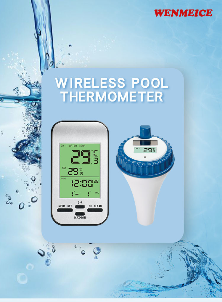 Solar Panel Charges Batteries Digital Water Temperature Monitoring Wireless Aquaculture Instant Read Thermometer